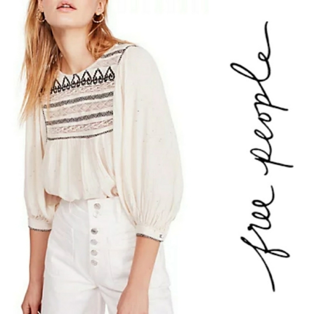 Free People Cyprus Avenue Embroidery Top